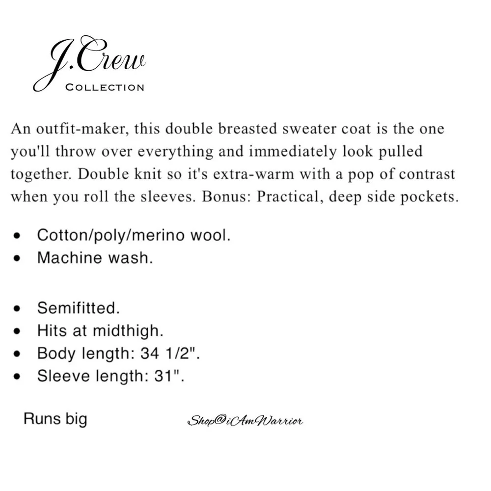 J.Crew Collection NWT Double-Breasted Sweater Coat Blush Pink Knit Coatigan
